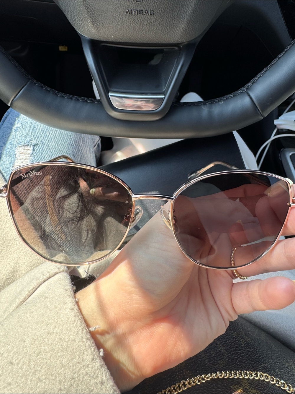MaxMara Rose Gold Frame with Brown Lenses Sunglasses